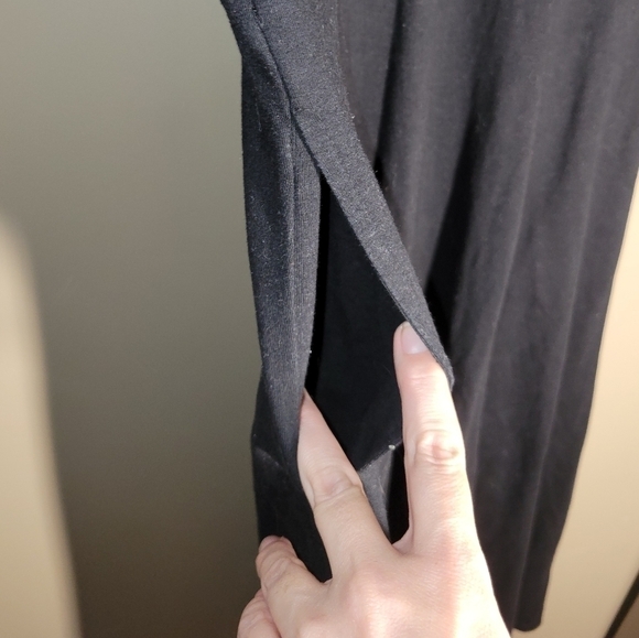 eShakti medium cotton pocketed black dress empire waist maxi elbow length sleeve - Picture 4 of 8